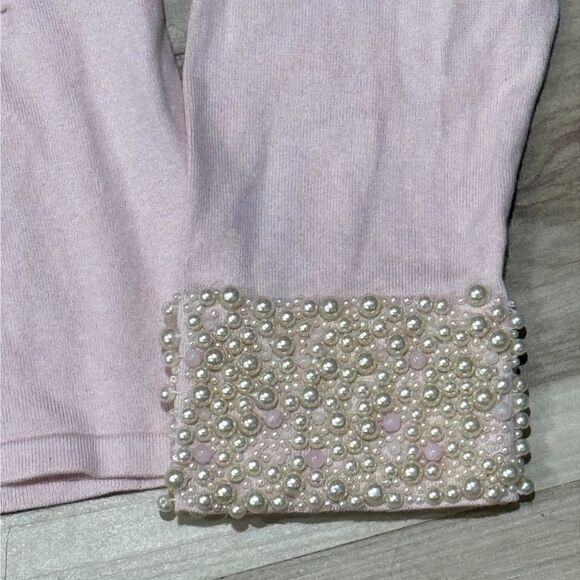 Odeon Silk Casmere Blend Beaded Pink Sweater Women’s XL - Picture 3 of 3